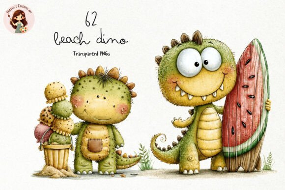 Download Cute Beach Dino PNG Clipart - Dino Collection